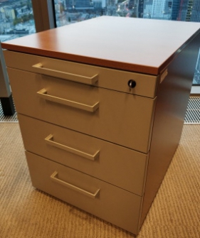 Kontener orzech VITRA, 4 szuflady, fronty szuflad szary